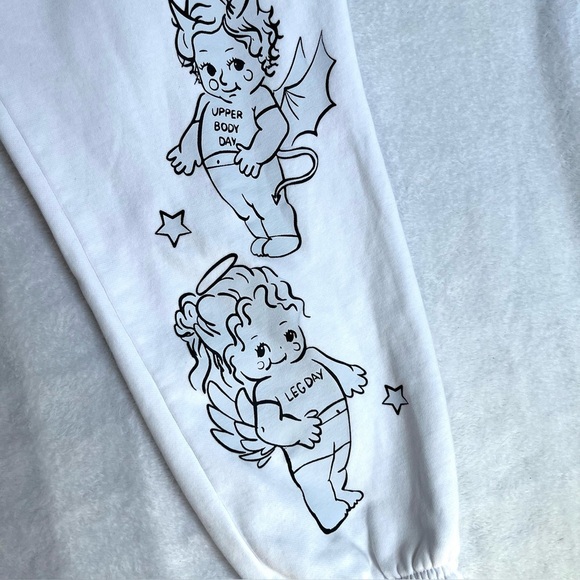 Gymshark Cherub White Joggers Sz XS Pockets Elastic Waistband 'Leg Day ' Gym EUC - Picture 11 of 13